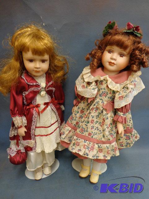 lot 163 image: Victorian Style Porcelain Dolls   18&quot ta...