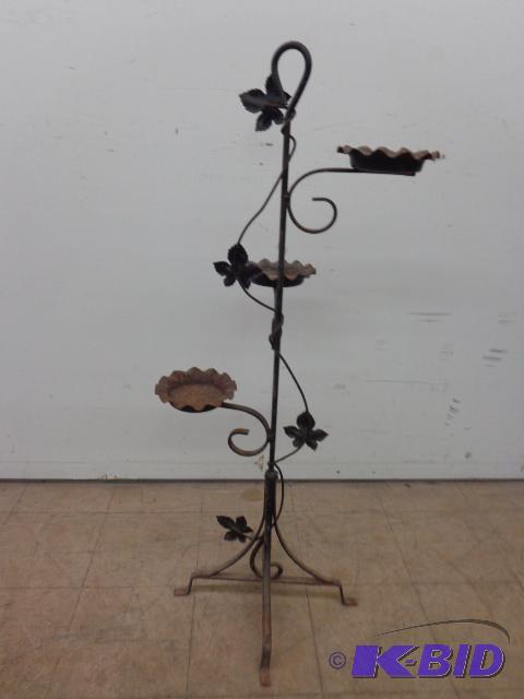lot 182 image: Black Plant Stand   40&quot tall  3 plant ho...