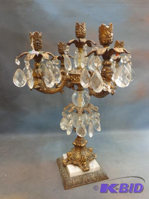 lot 186 image: Ornate Victorian Candle Holder   Crystal&nbsp...