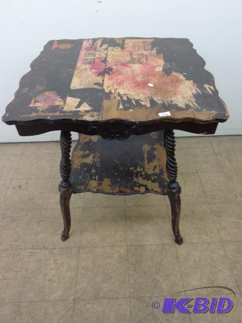 lot 190 image: Wooden Table   26 x 26 x29  Bottom shelf ...