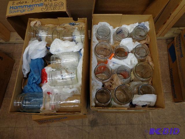 lot 203 image: 4 Cases of Glass Jars   Pints and quarts ...