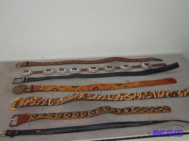 lot 205 image: Box of Assorted Leather Belts...