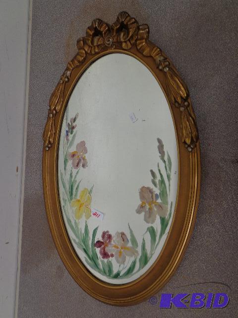 lot 211 image: Oblong&nbspMirror with Flowers   24 x 16 ...