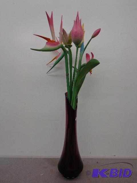 lot 23 image: Wood Flowers in Vase   vase is 20&quot tall ...