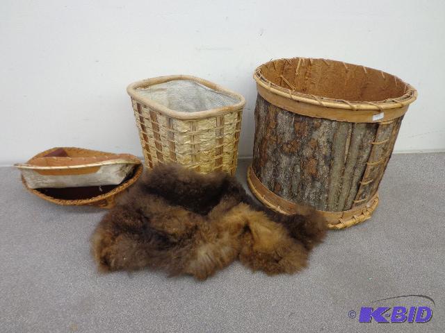 lot 26 image: Birch Bark Baskets   9&quot, 10&quot  small...