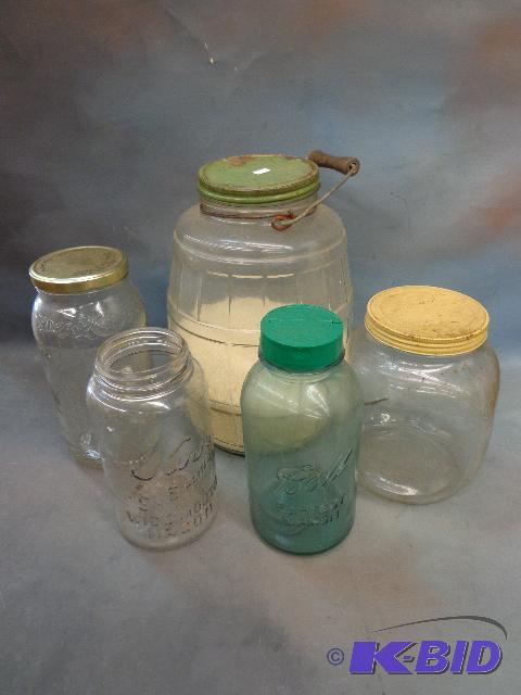 lot 33 image: Old Glass Jars   1- 12&quot  2-10&quot  1-9...