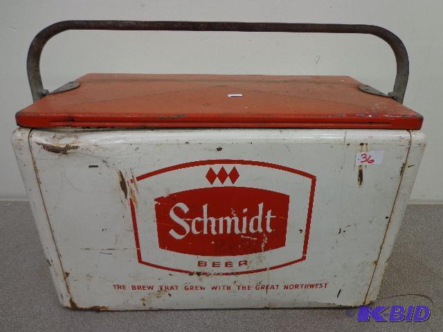 lot 36 image: Vintage Schmidt Cooler   19 x 12 x 10 ...