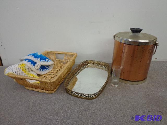 lot 42 image: Ice Bucket, Mirror and Basket...