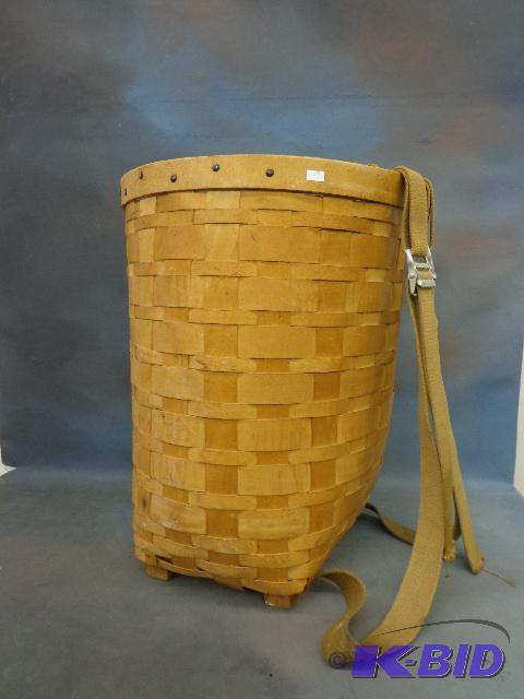 lot 5 image: Handmade Wooden Backpack   Canvas straps  bra...