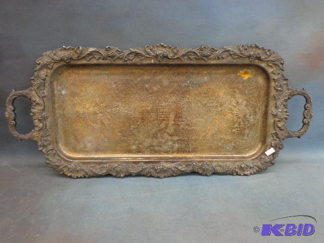 lot 51 image: Silver Plated Serving Tray   25 x 12 ...