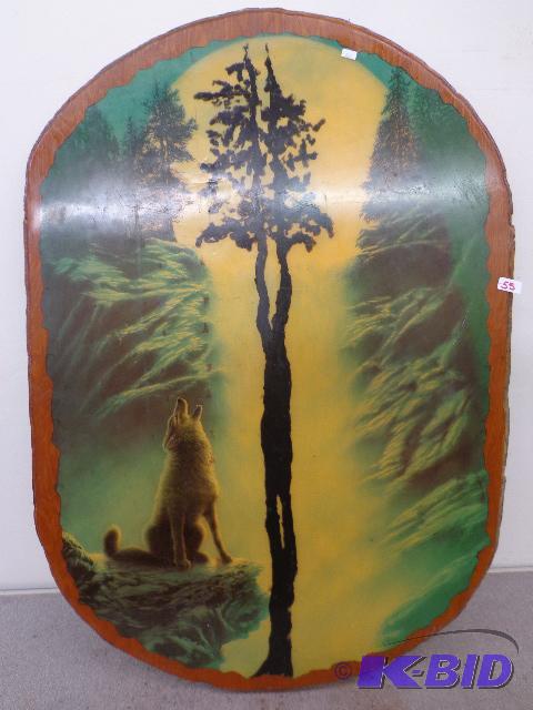 lot 55 image: Decoupage Wolf Picture   36 x 26 ...