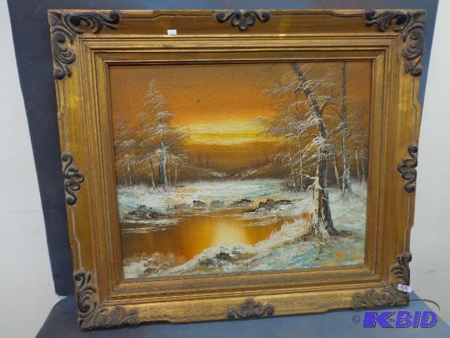 lot 59 image: Oil Painting&nbsp   32 x 28  Woodsy theme   ...