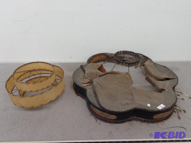 lot 76 image: Vintage Lampshades   1 is leather ...