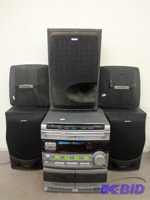 lot 79 image: Phillips Stereo, RCA Speaker, Sony Speakers  ...