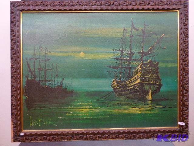 lot 9 image: Painting by Lee Burk   45 x 36  nice conditio...