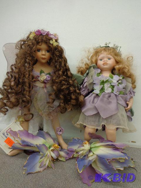 lot 94 image: (2) Porcelain Fairy Dolls   Duck House ...