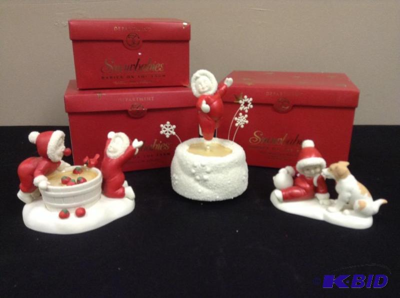 lot 109 image: 3 Snowbabies - Skaters Waltz, Babies Best Friend & Bobbing For Apples