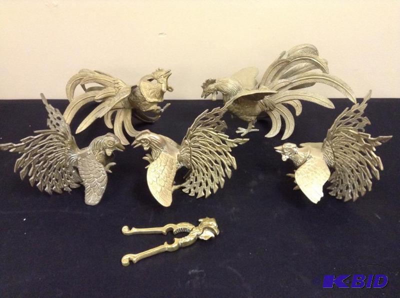 lot 110 image: Collection of Brass Roosters