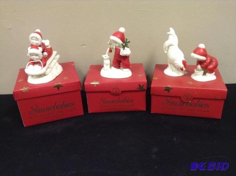 lot 125 image: 3 Snowbabies Figurines