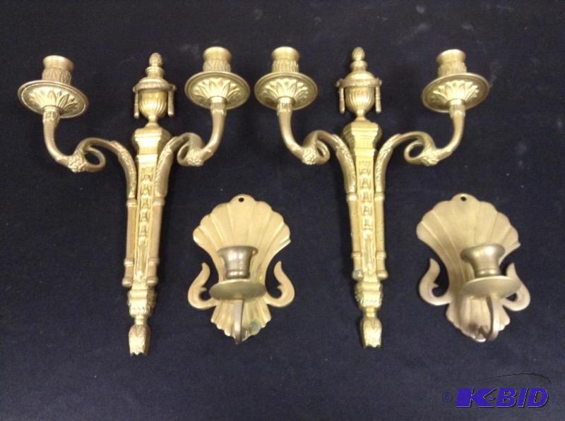 lot 127 image: 2 Pairs of Wall Hung Candle Holders