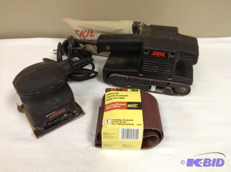lot 146 image: Skil Belt Sander & Black & Decker Palm Sander