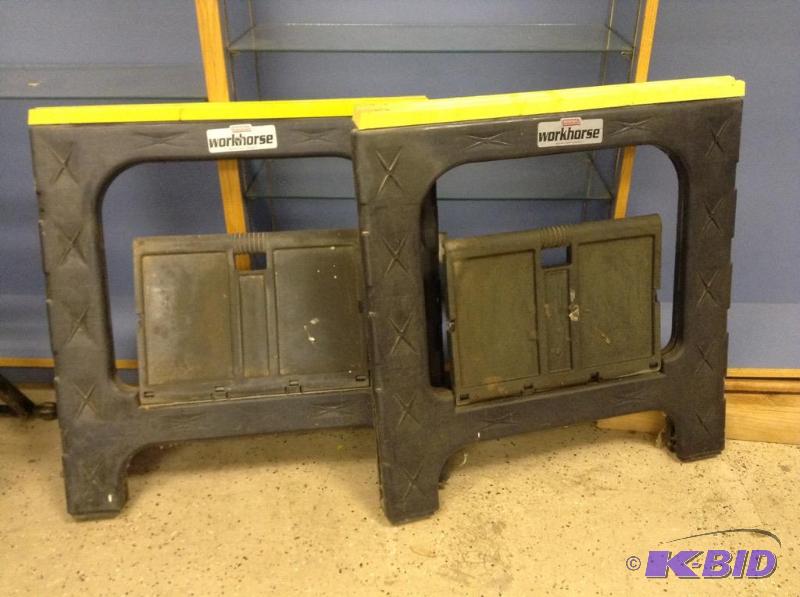 lot 189 image: Plastic Folding Saw Horses