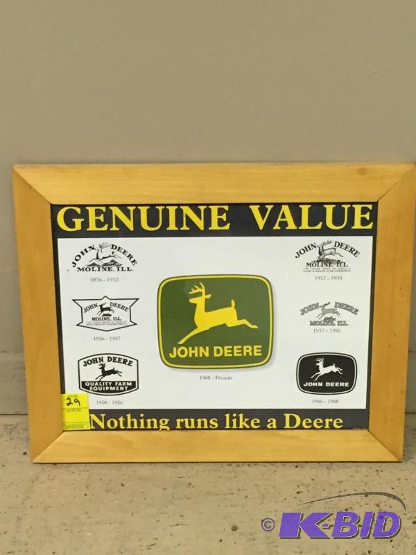 lot 29 image: Framed John Deere sign
