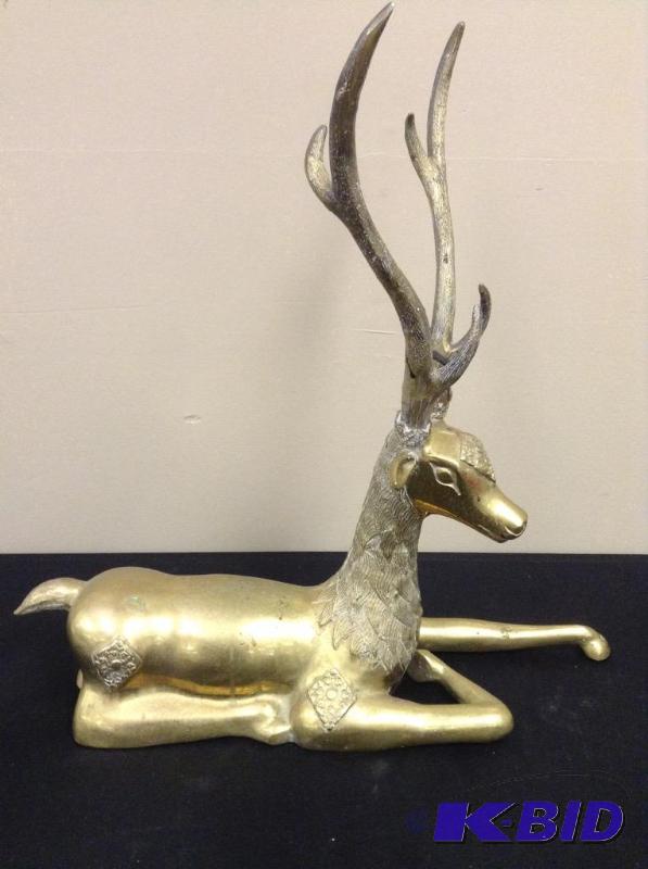 lot 64 image: Ornate Brass Deer Statue