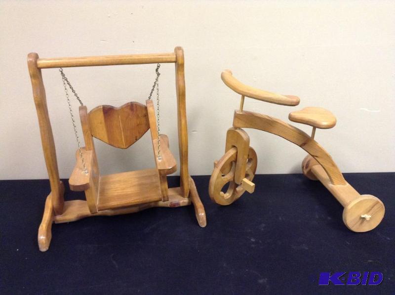 lot 80 image: Wood Swing & Tricycle