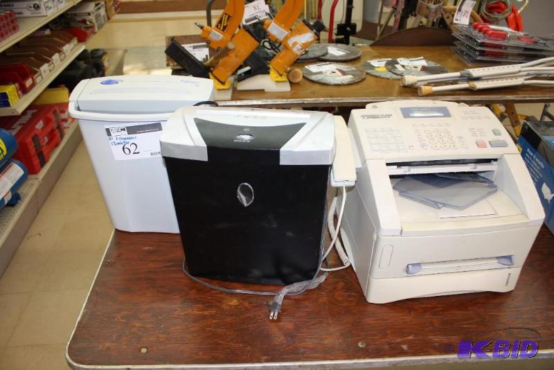 lot 62 image: Lot of (3) Including (1) Brother Intellifax 4100 (1) Fellowes FS5 Paper Shredder and More.