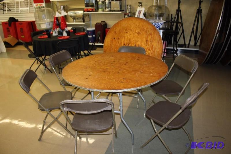 lot 65 image: Lot of (14) Including (2) 48 Round Tables and (12) Chairs.