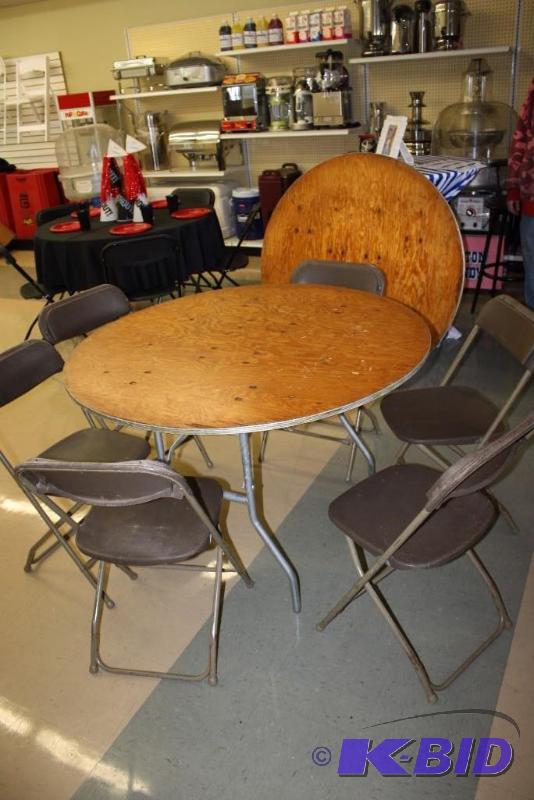 lot 66 image: Lot of (14) Including (2) 48 Round Tables and (12) Chairs.
