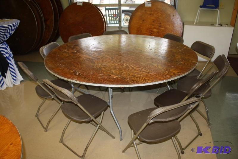 lot 71 image: Lot of (27) Including (1) 48 Round Table (1) 60 Round Table (1) 72 Round Table and(24) Chairs
