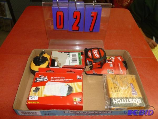 Flat of bostich stapler, carbide hole saw kit...