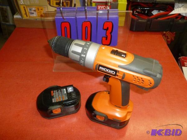 Rigid 14.4 volt cordless drill with 2 batteri...