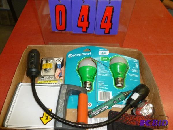 Flat with light bulbs and flashlights. As sho...