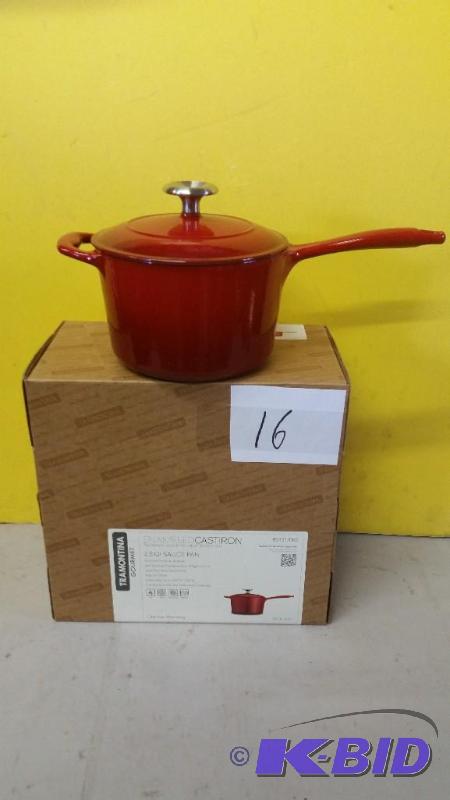 lot 116 image: Tramontina 2.5 QT Enamel Sauce Pan