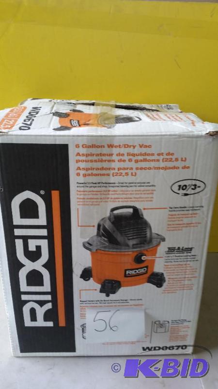 lot 56 image: Ridgid 6 Gal WetDry Vac