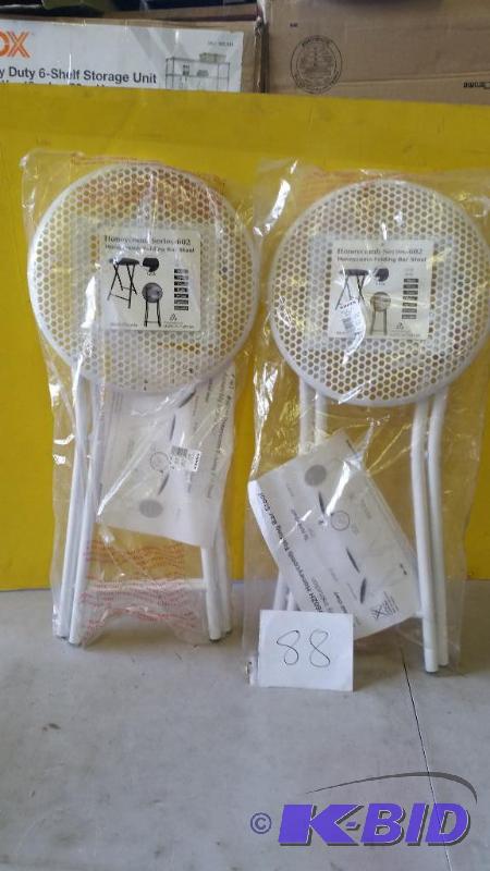 lot 88 image: Lot of 2 Honeycomb Metal Bar Stools