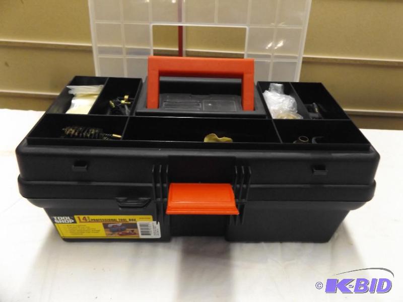 Plastic Tool Box and contents, gun cleaning k...