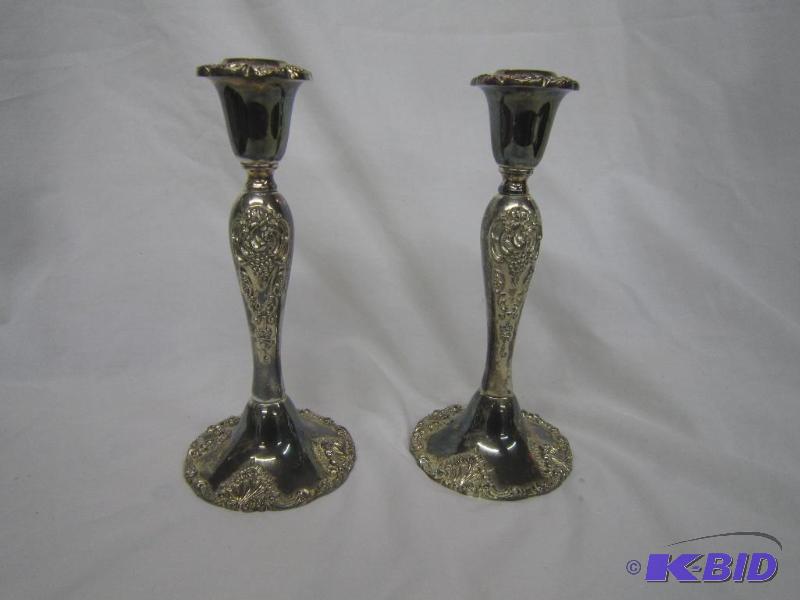 lot 153 image: SIlver Plated Candle Holders 8 12 tall Godinger
