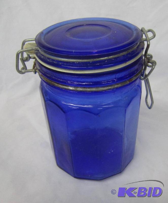 lot 163 image: 6 Blue Canister Jar