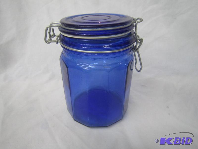lot 164 image: 6 Blue Canister Jar