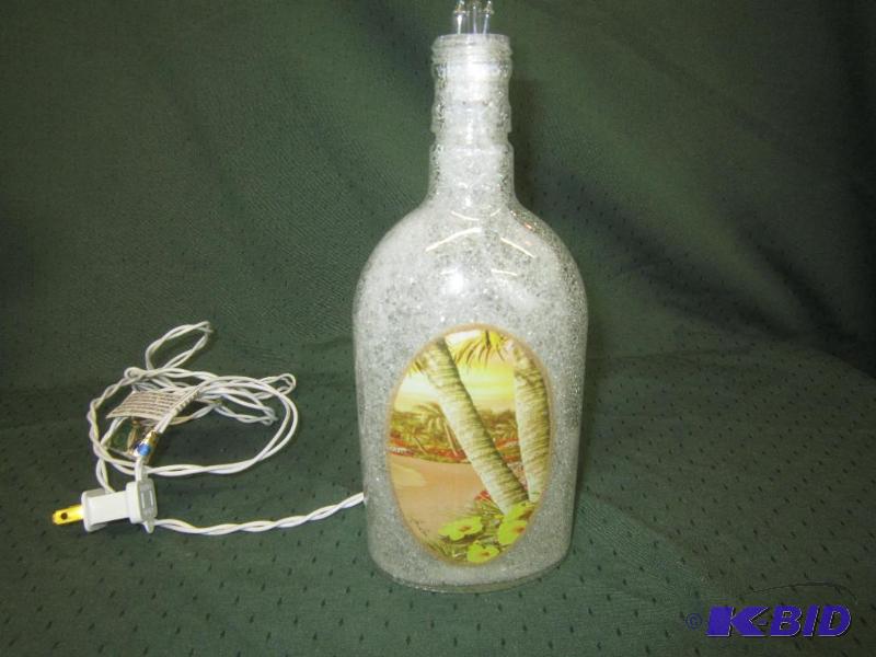 lot 276 image: NEW Lighted Light - Bottle with Palm Trees