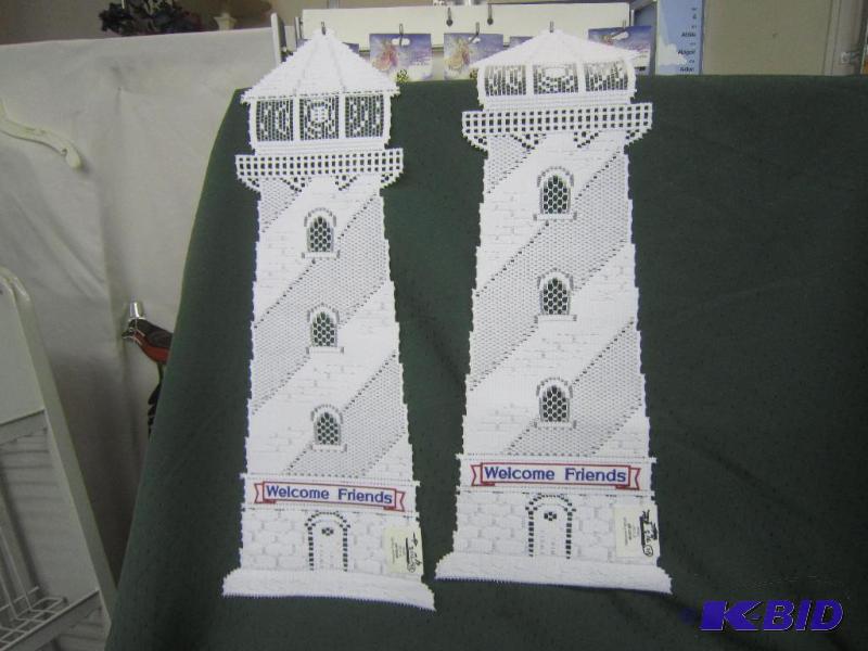 lot 290 image: 2 Wall Hangings - NEW Lace Lighthouses