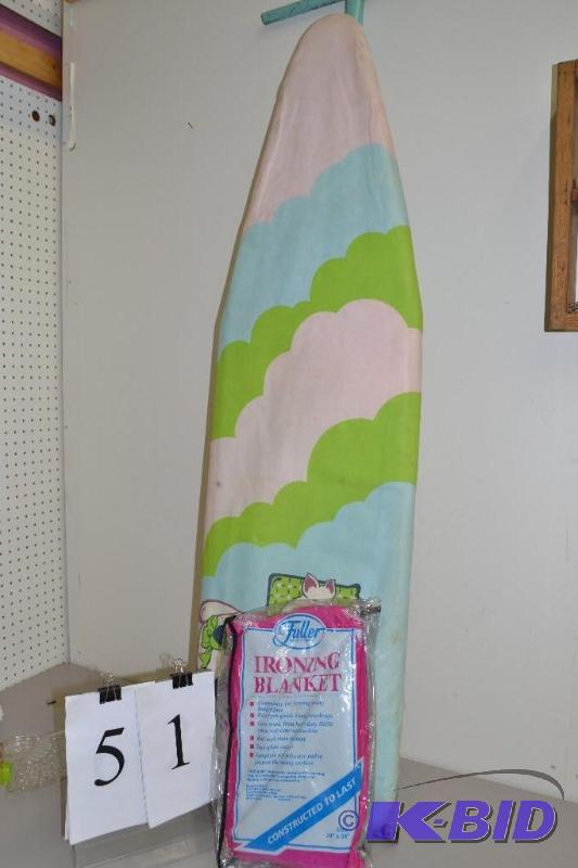 lot 51 image: Ironing board and blanket