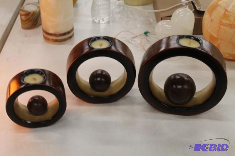 Ceramic Candle Holder Ser Set Of 3 Circular&n...