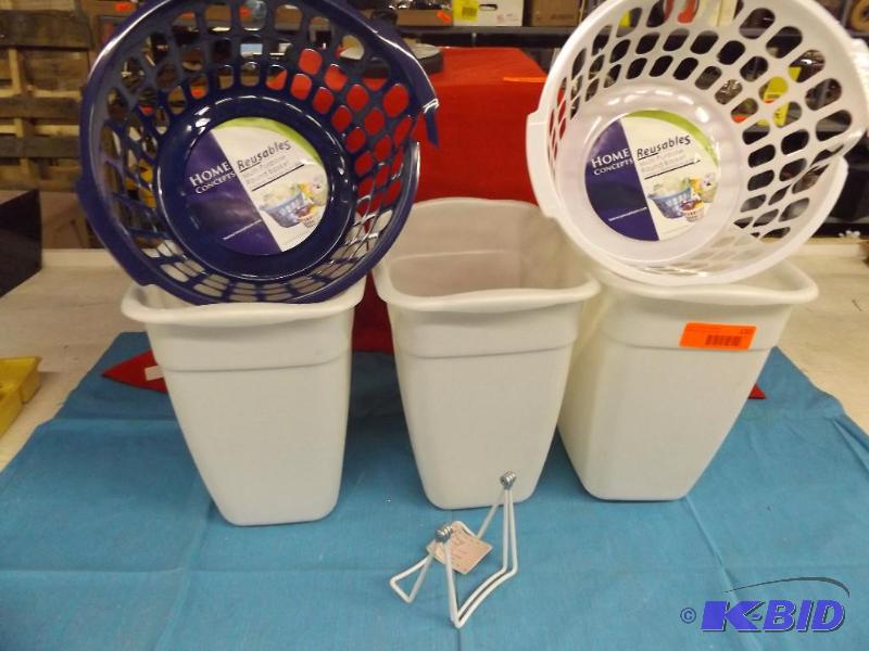 two baskets (side cracked on both) three smal...
