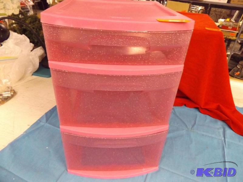 three drawer tote, pink...