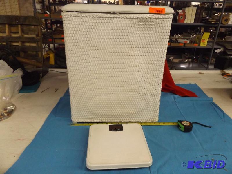 laundry hamper and bathroom scale...